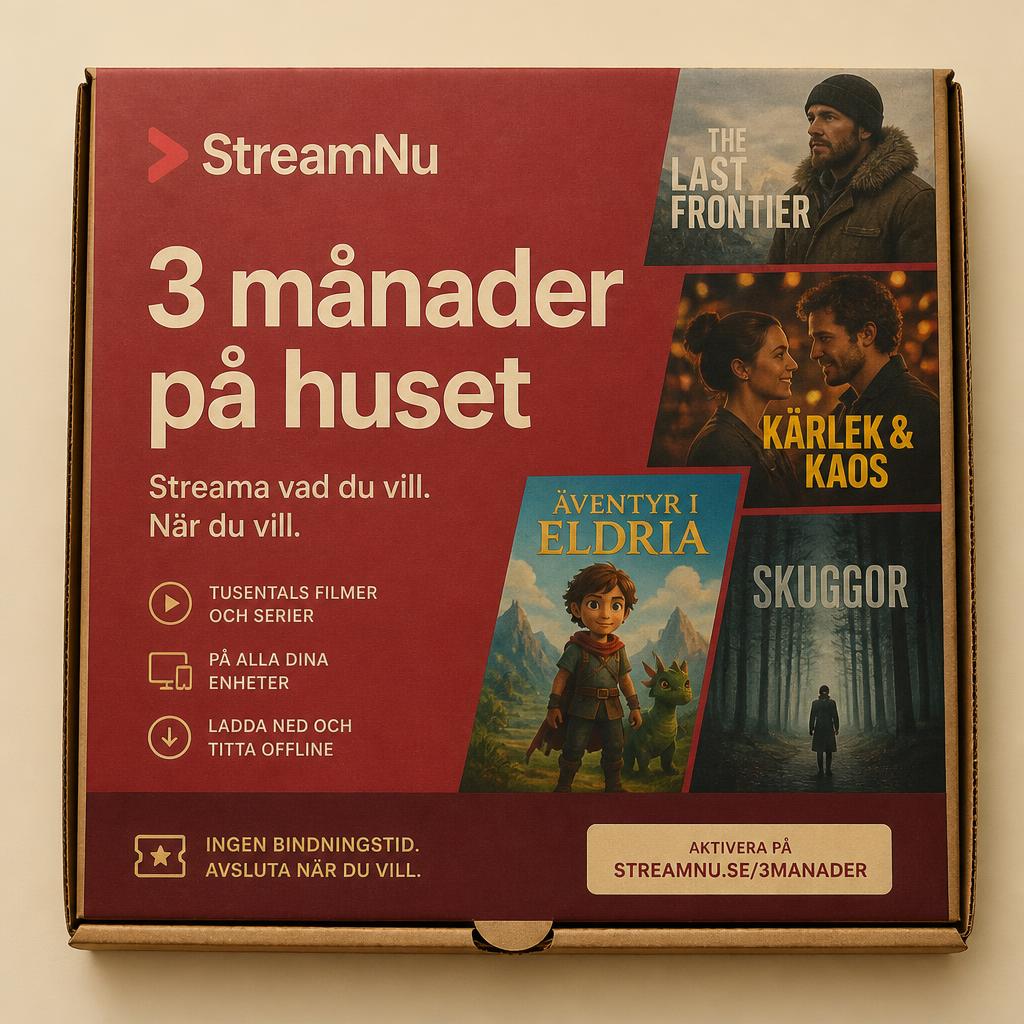 StreamNu — annons på pizzakartong