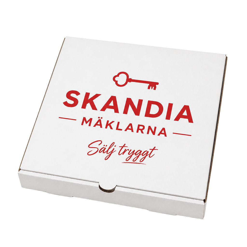 Skandia Mäklarna pizzakartong
